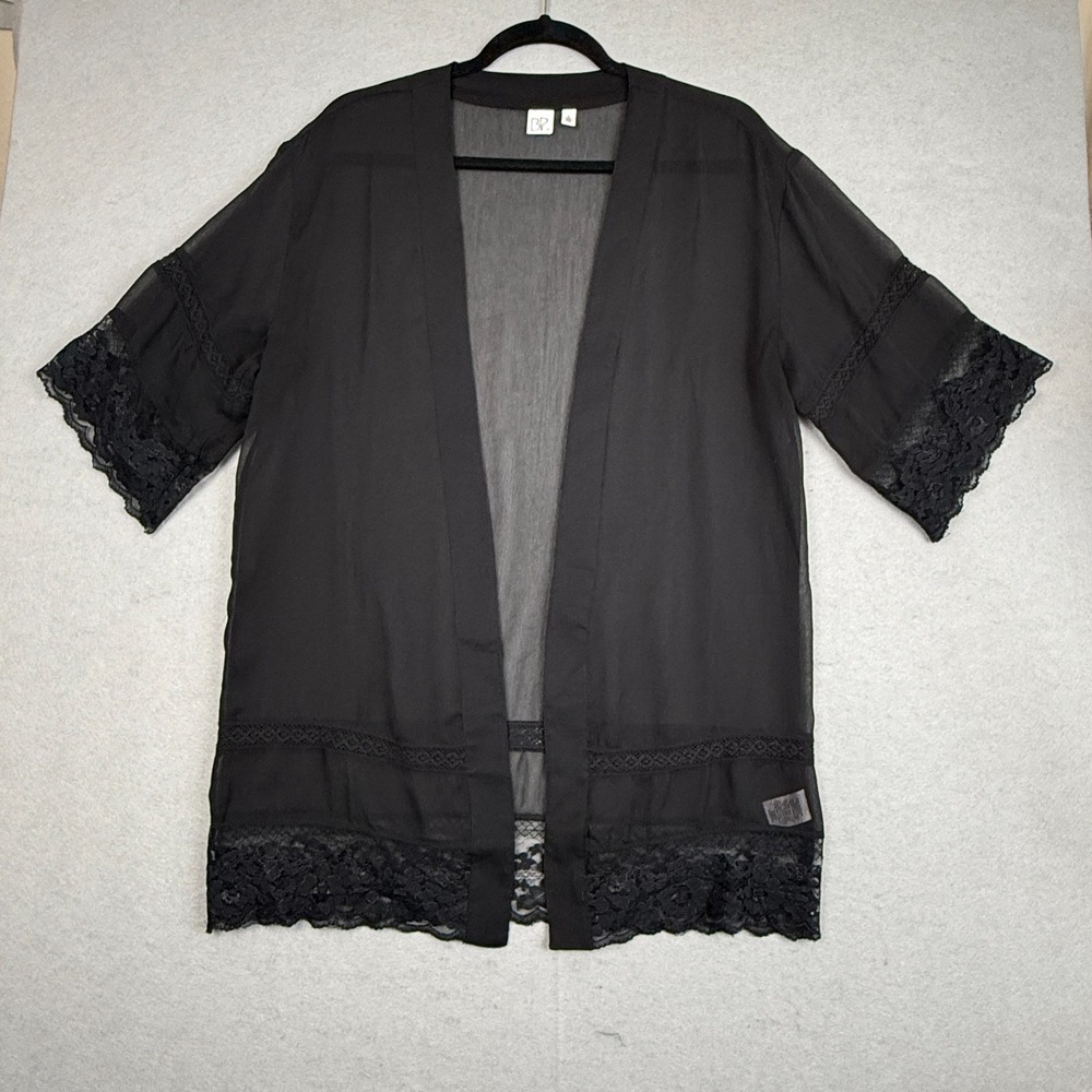 BP Women's Black Lace Duster Open Front Cardigan Kimono Gypsy Goth Fairy Sz S